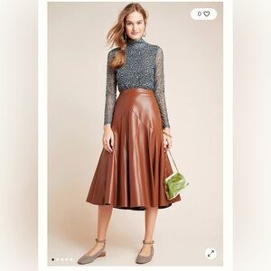 Maeve Tan faux Leather Skirt size 4